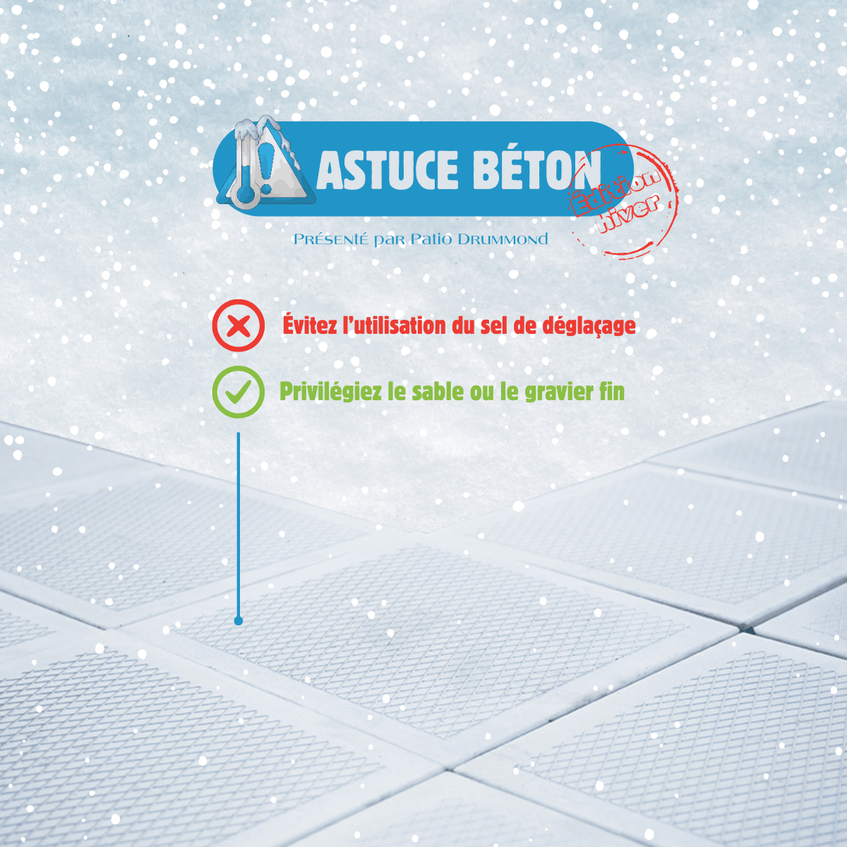 Le sel de déglaçage le sur béton : effets, précautions et alternatives durables